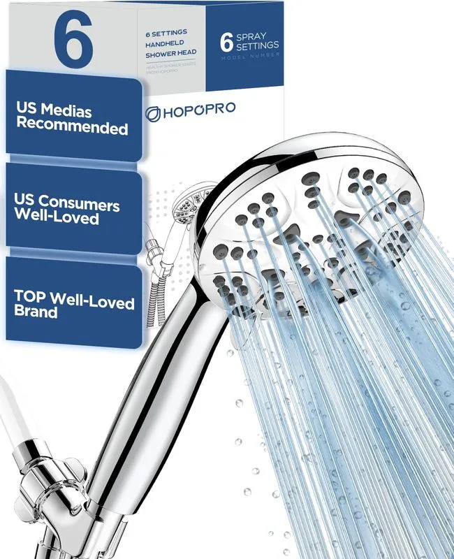 HOPOPRO 6-Mode Chrome Handheld Shower Head