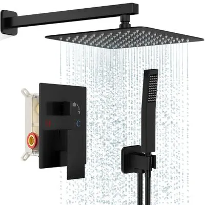 FPXRNG 10-inch Matte Black Rainfall Shower System