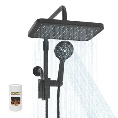 Sankecao Dual Shower Head Black 12-Inch