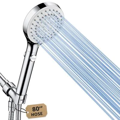 FASDUNT Handheld Shower Head, Premium Chrome, 6 Spray Settings