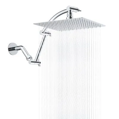 Hibbent 10" Chrome Rain Shower Head with Extension Arm