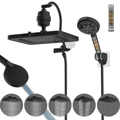 Hibbent 13" Dual Rainfall Shower Head Combo Matte Black