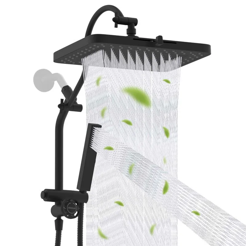 Hibbent 13" Matte Black Shower Head Combo