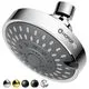 HOPOPRO 5-Mode High Pressure Shower Head - 4 Inch Chrome