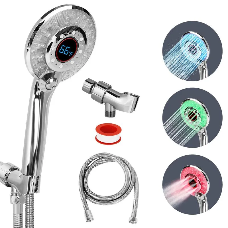 GINOOJY LED Temperature Display Shower Head 59"