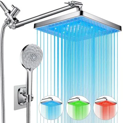 PinWin 8'' LED Dual Shower Head Chrome