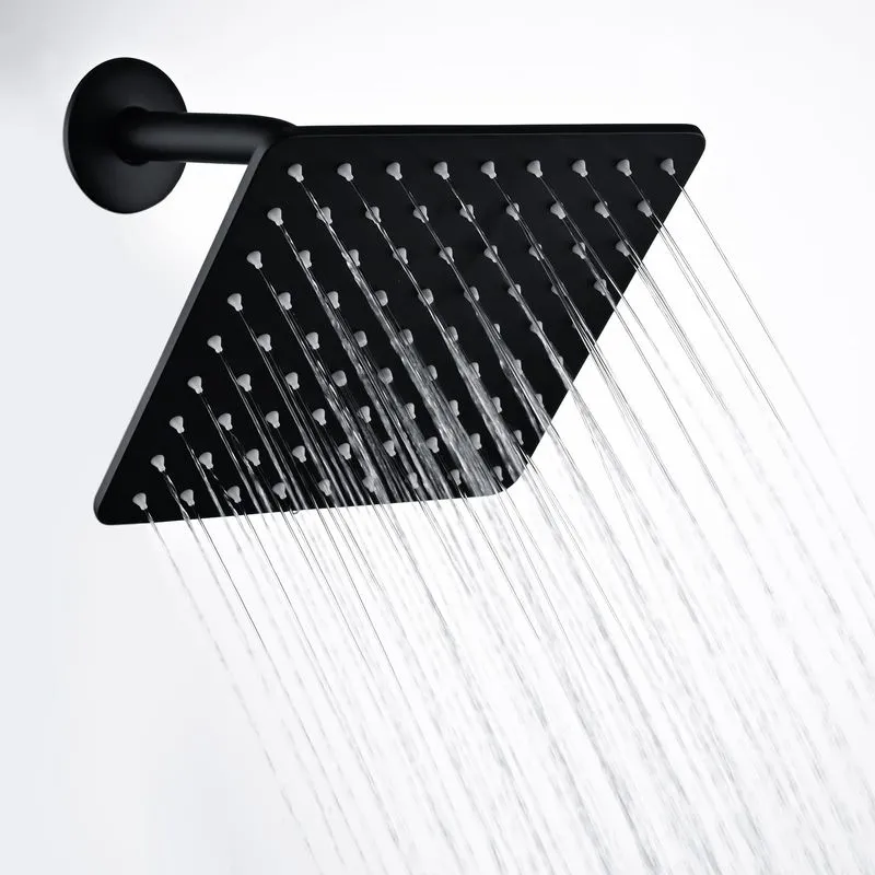 MEDIOMI Square Rainfall Shower Head 8-Inch Matte Black