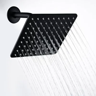 MEDIOMI Square Rainfall Shower Head 8-Inch Matte Black