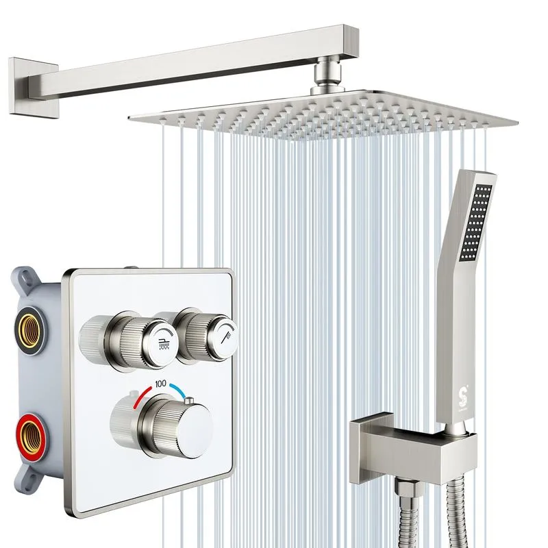 SR SUN RISE 10" Thermostatic Shower System (Brushed Nickel)