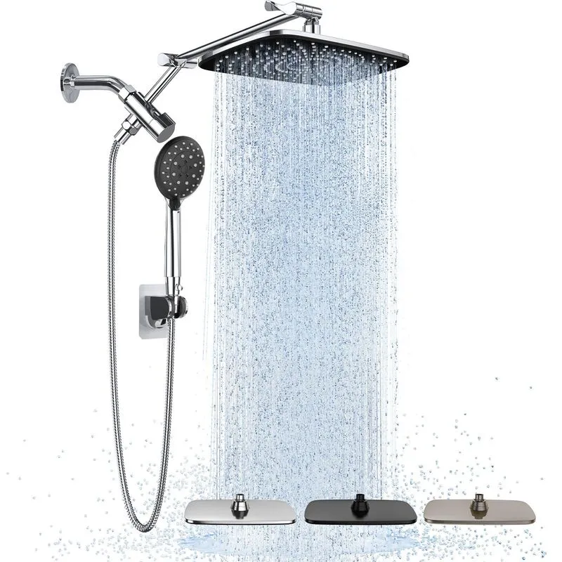 Veken Rain Shower Head with Handheld, 11.8 Inch Chrome